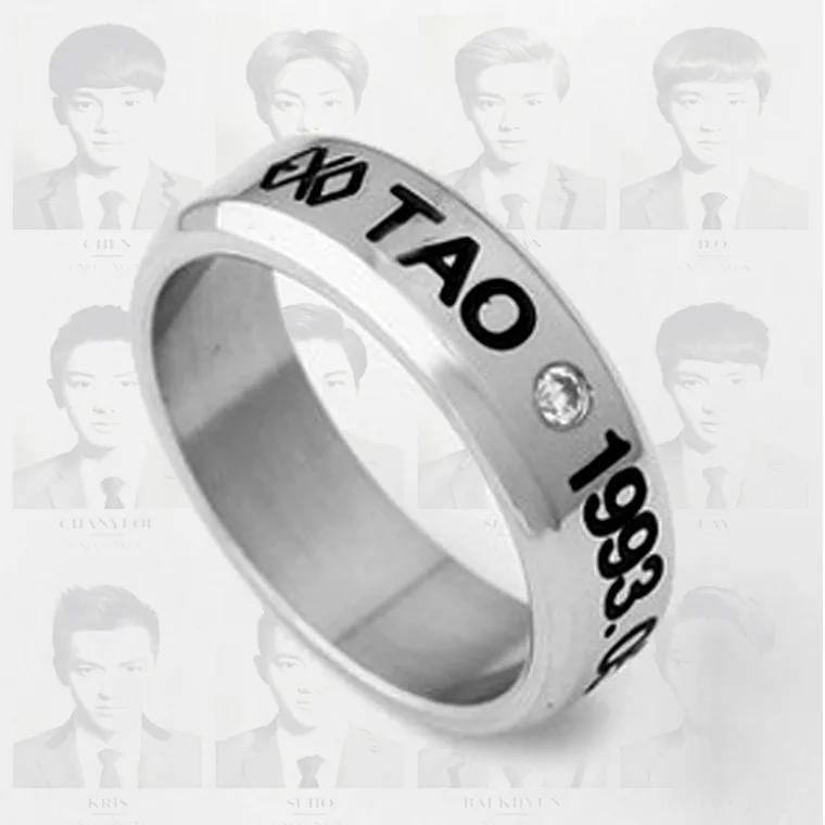 TAO K-pop exo день рождения распродажа Горячая Распродажа модные кольца ювелирные изделия Kpop Exo Дата стальное кольцо хвост размер отправить шнур K-pop exo для мужчин и женщин ювелирные изделия - Цвет основного камня: TAO