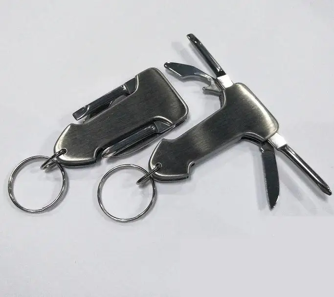 

100pcs 4 in 1 multifuction keychain cross straight screwdriver knife can bottle opener promotion gift custom logo SN1957