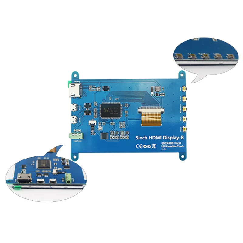 Для Raspberry Pi 3 дисплей 5 дюймов HDMI сенсорный экран 800*480 TFT емкостный ЖК модуль