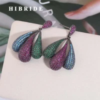 hibride fashion brincos colorful aaa micro cz pave big bangle drop earrings women wedding party jewelry engagement earring e 891