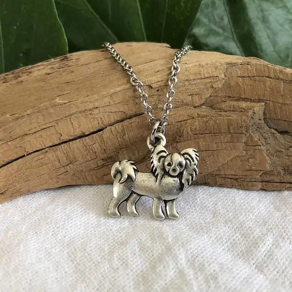 Papillon Dog Pendant necklace for women Continental Toy Span