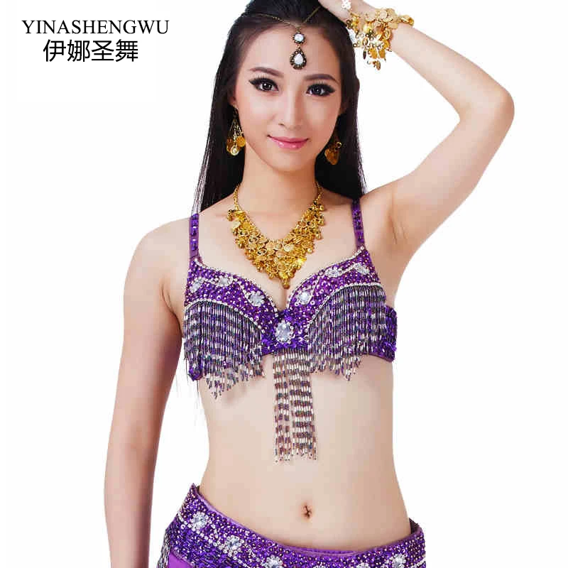 

Sexy Women Belly Dance Practice Clothes Row Drills Bras Tops Indian Dance Costumes 9colors