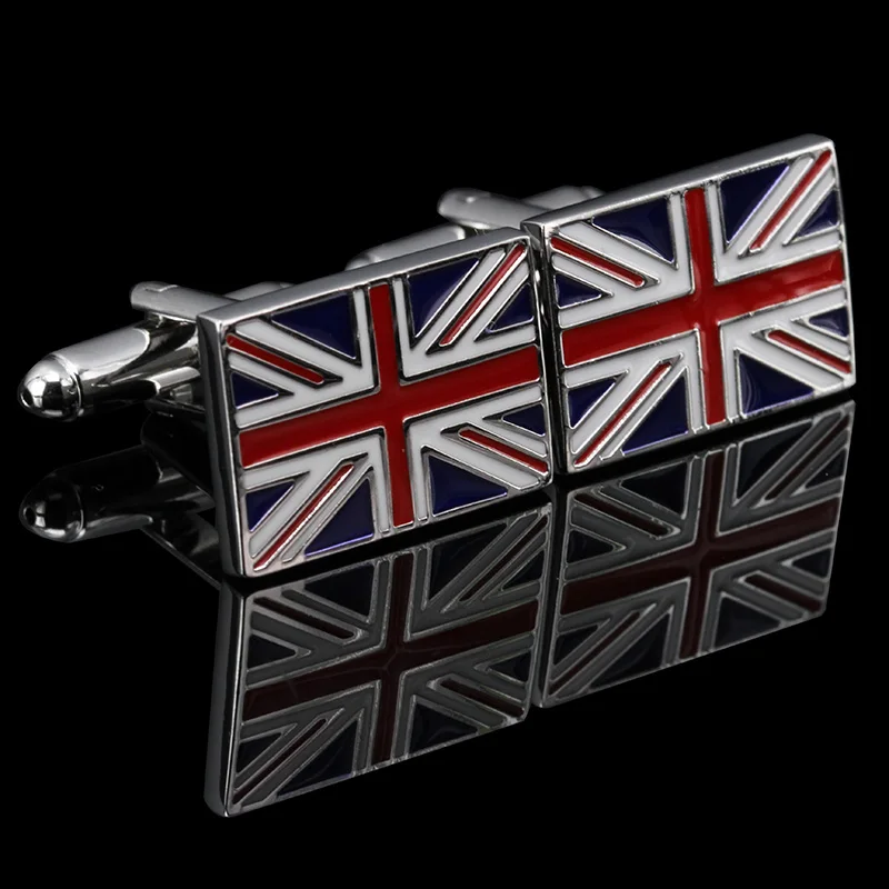 Мужские эмалевые запонки HYX французские с флагом Великобритании для рубашки