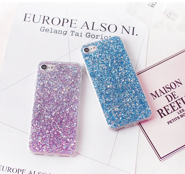 Чехлы GURIOO Candy Shining Powder с блестками для iPhone 5 5S SE 6 6S 7 8 Plus X мягкий силиконовый