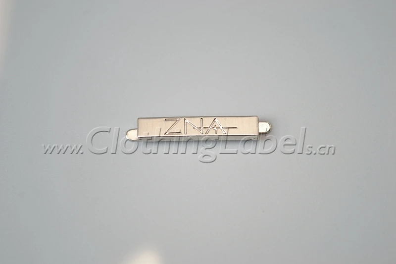 

custom metal clothing labels metal brand label for bag cause dresses for decorations matte silver color brushed matted nickle