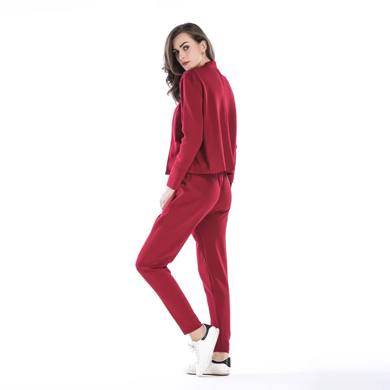 Promotion Flare Sleeve Floor-length Full Drawstring And Winter 2019 New Fashion Suit Woman Long Loose Coat Trousers |