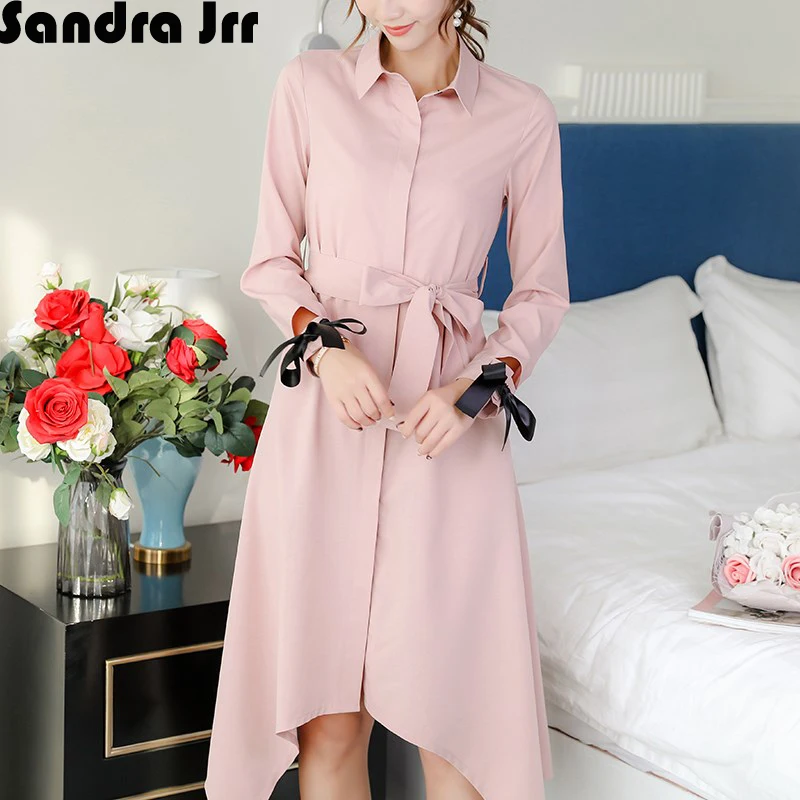 Sandra Jrr модное Брендовое женское платье на пуговицах с длинным рукавом Весна Лето