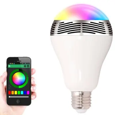 

Умная лампа E27, светодиодная RGB-лампа, Беспроводная музыкальная светодиодная лампа, Bluetooth, изменение цвета, управление через приложение, смартфон Android IOS