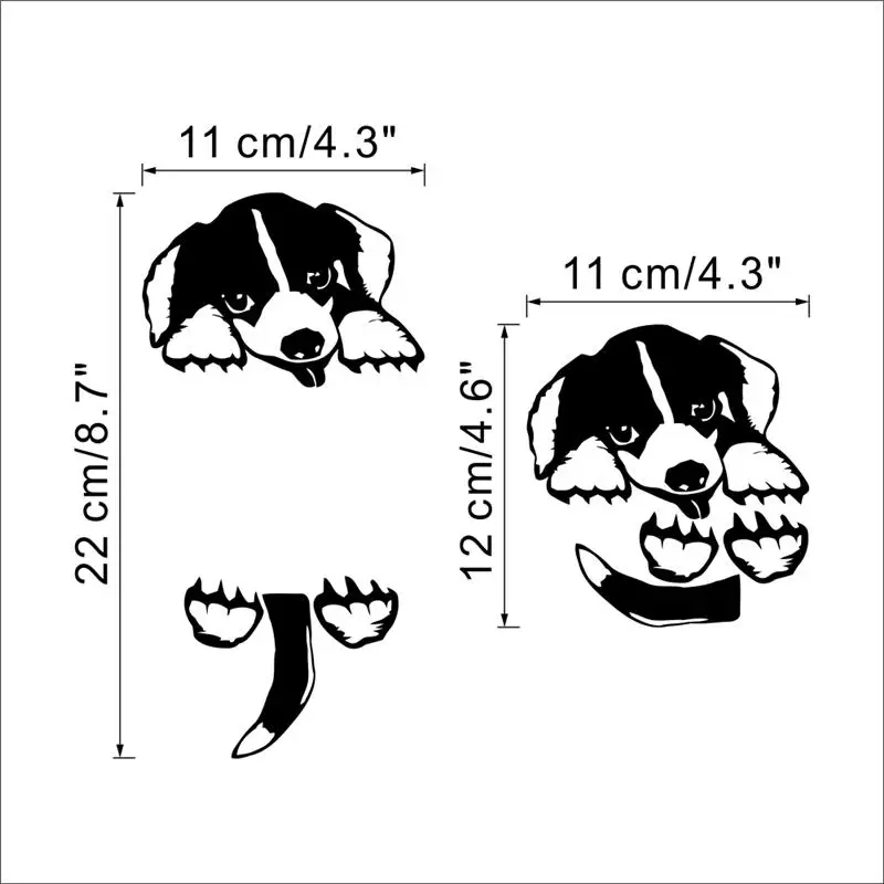 Виниловые черные наклейки на стену с изображением мультяшной собаки для