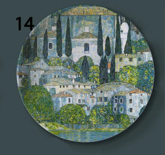 Klimt Rubens, классические женские декоративные тарелки, керамическое домашнее художественное блюдо, для отеля, гостиной, австрийский дисплей, Масляные картины, тарелки - Цвет: 14