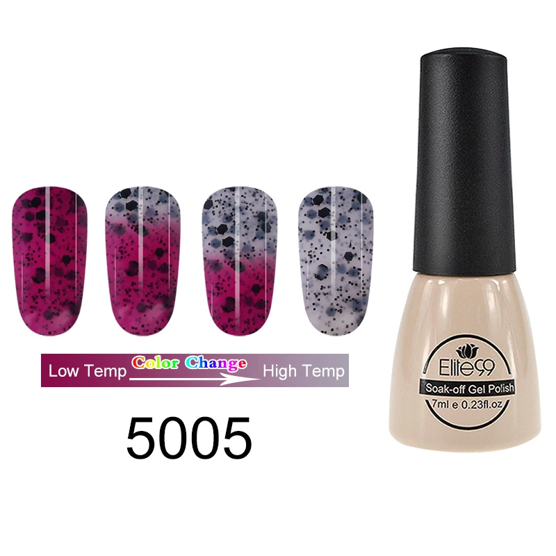 5005-7ml Elite99 термальный гель для ногтей, меняющий цвет, голографический лак для ногтей, блеск для горячей холодной температуры, отмачиваемый УФ-Гель-лак для ногтей - Цвет: 5005-7ml