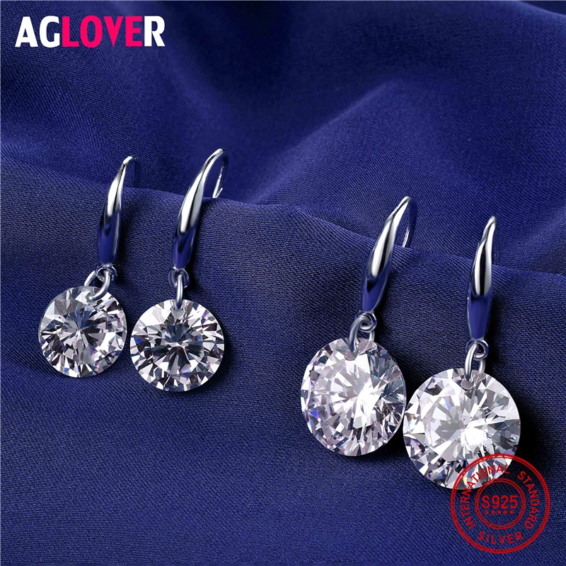 Женские серьги подвески из серебра 925 пробы с цирконом AAA|silver earings with zircon|silver earrings