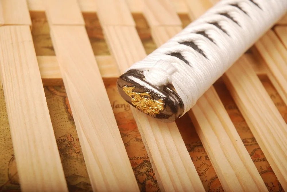 Тонкая прямая ручка Tsuka для японского меча катана белый шелк Ito Имитация Черного