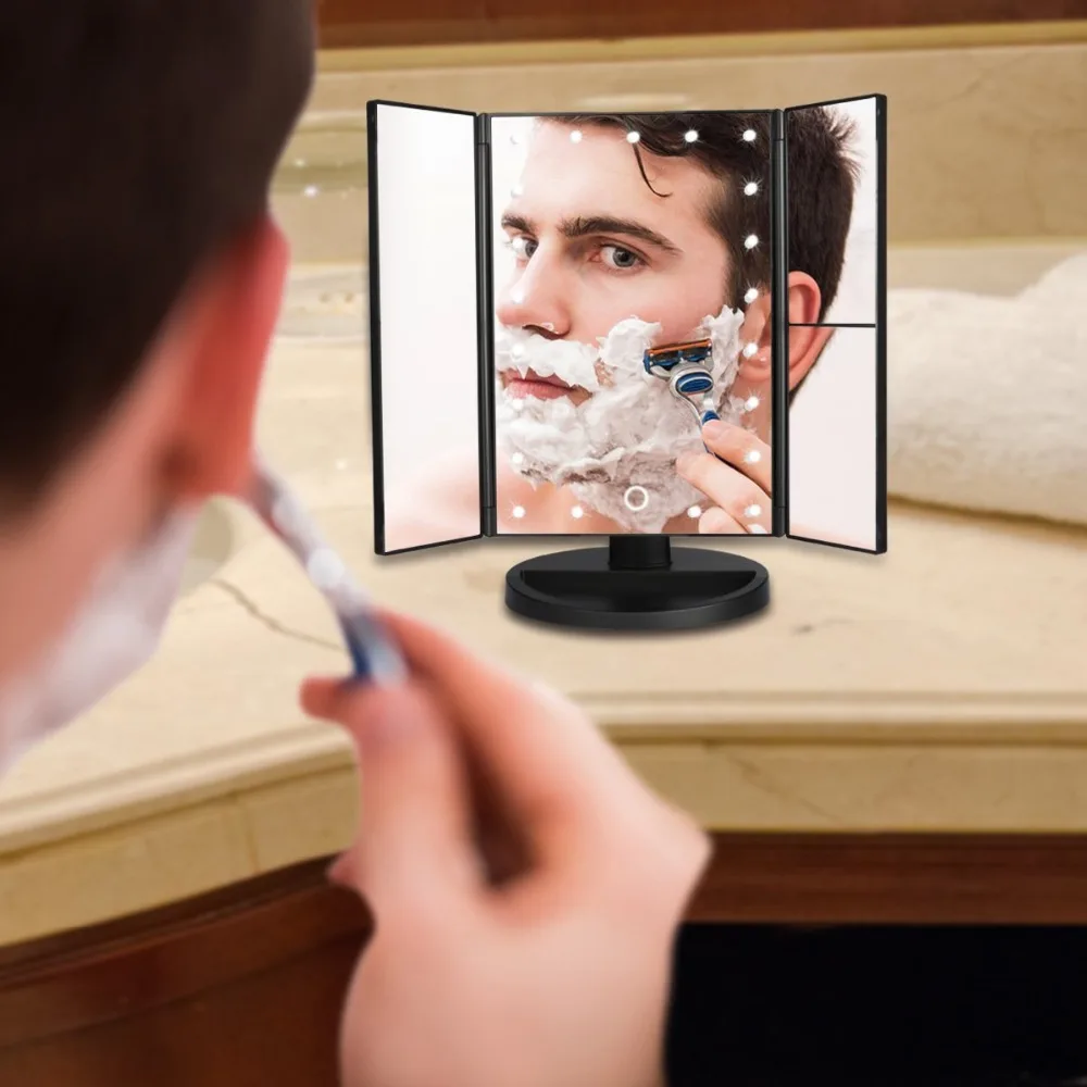 Brainbow Tri Fold Lighted Vanity Makeup led Mirror with 22 LED Lights Touch Screen and 10X/3X/2X/1X Magnification Mirror|Зеркала для