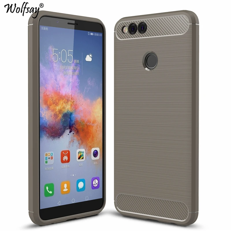 Wolfsay Case Huawei Honor 7X Cover sFor Funda Soft TPU Brush Rugged Armor Phone Coque! |