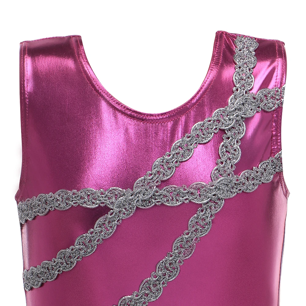 Женская балетная одежда с рисунком цепей розовая танцевальная без рукавов