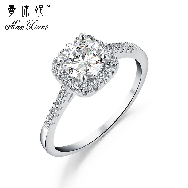 New Copper Romantic Crystal Wedding Rings Charms Love Trend Style Delicate Gift Silvery Jewelry For Women | Украшения и