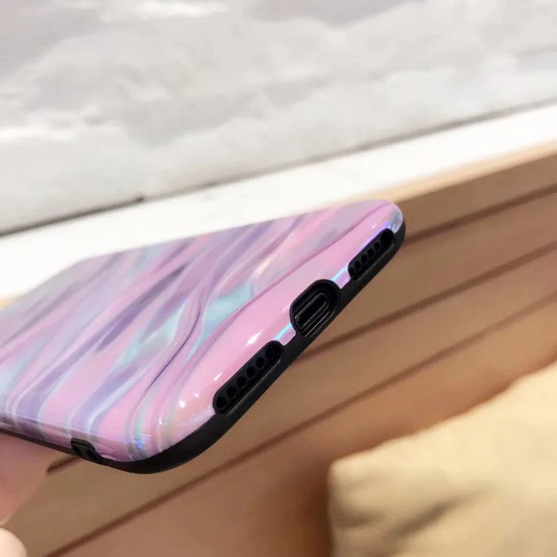 Красивые фиолетовые волнистые линии мягкая фотография для iphone8plus 7 7plus X Blue Ray