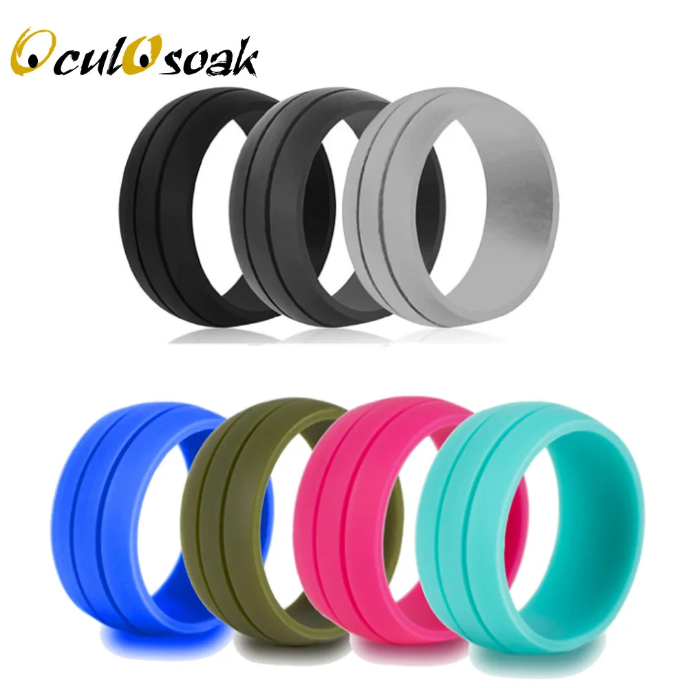 

7pcs/set 8.5mm 100% Food Grade FDA Silicone Ring 6-12 Size Hypoallergenic Crossfit Flexible Silicone Finger Rings For Men Women