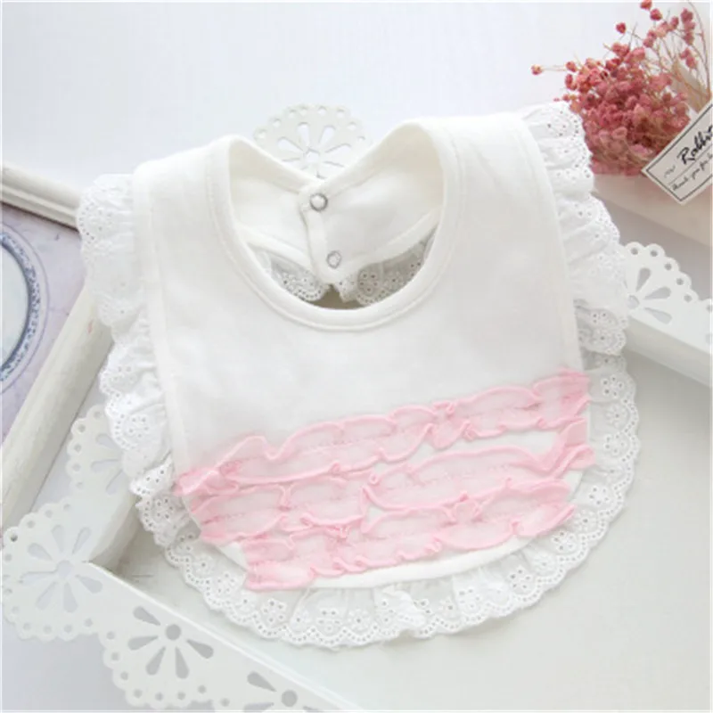Ideacherry Baby Детские нагрудники для отрыжек 100% хлопок кружева лук розовый белый