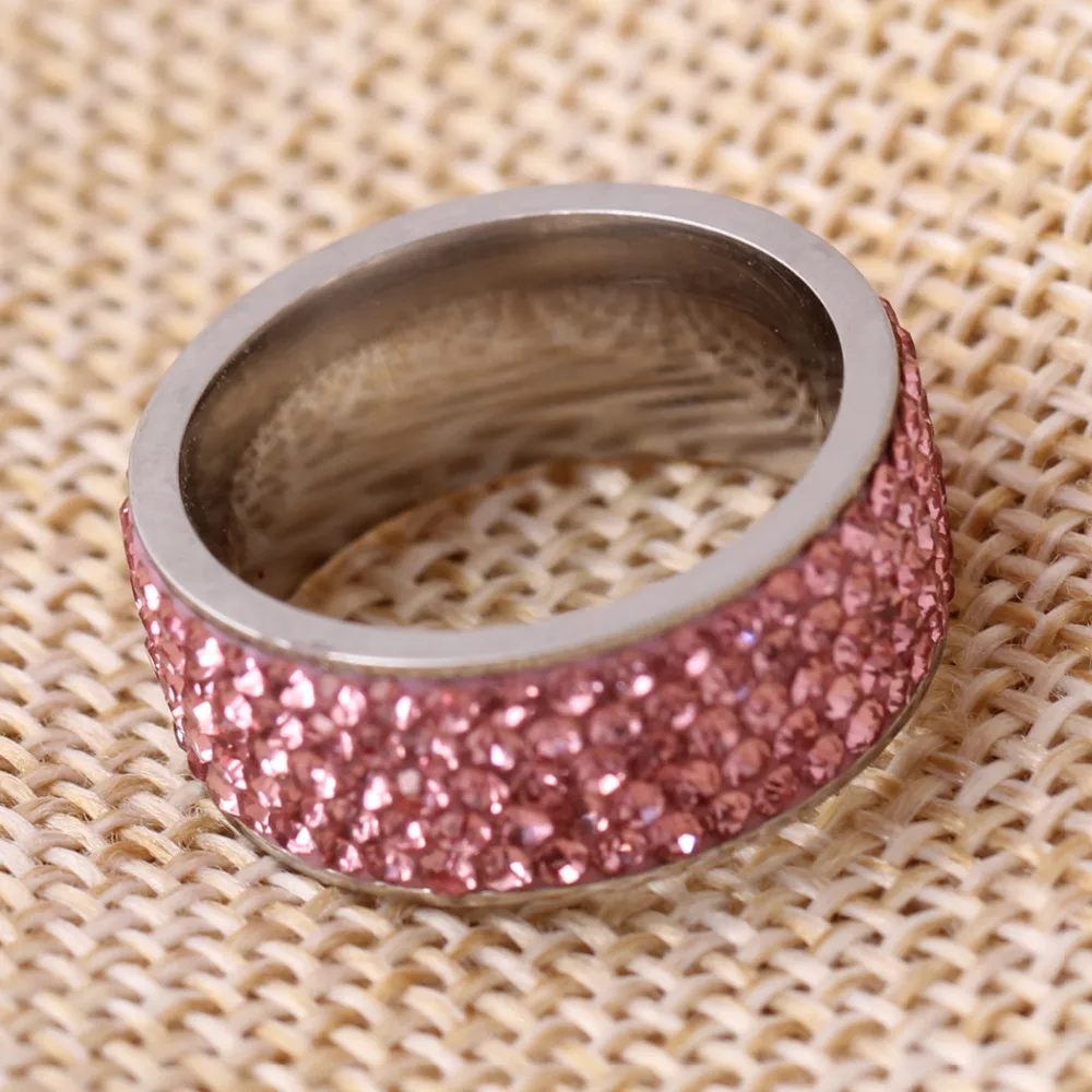 Женское посеребренное обручальное кольцо с розовым кристаллом размеры 5 6 7 8 9 |