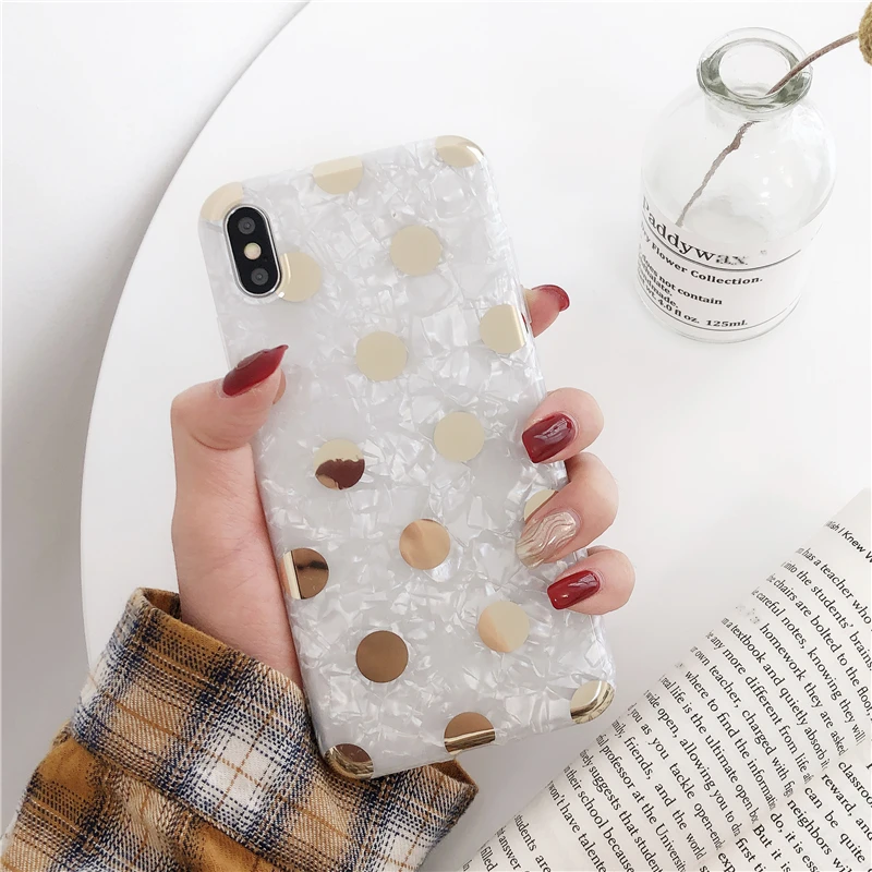 GlamPhoneCase Fritillaria Золотое любовное Сердце чехол для телефона в горошек iPhone X XS Max XR