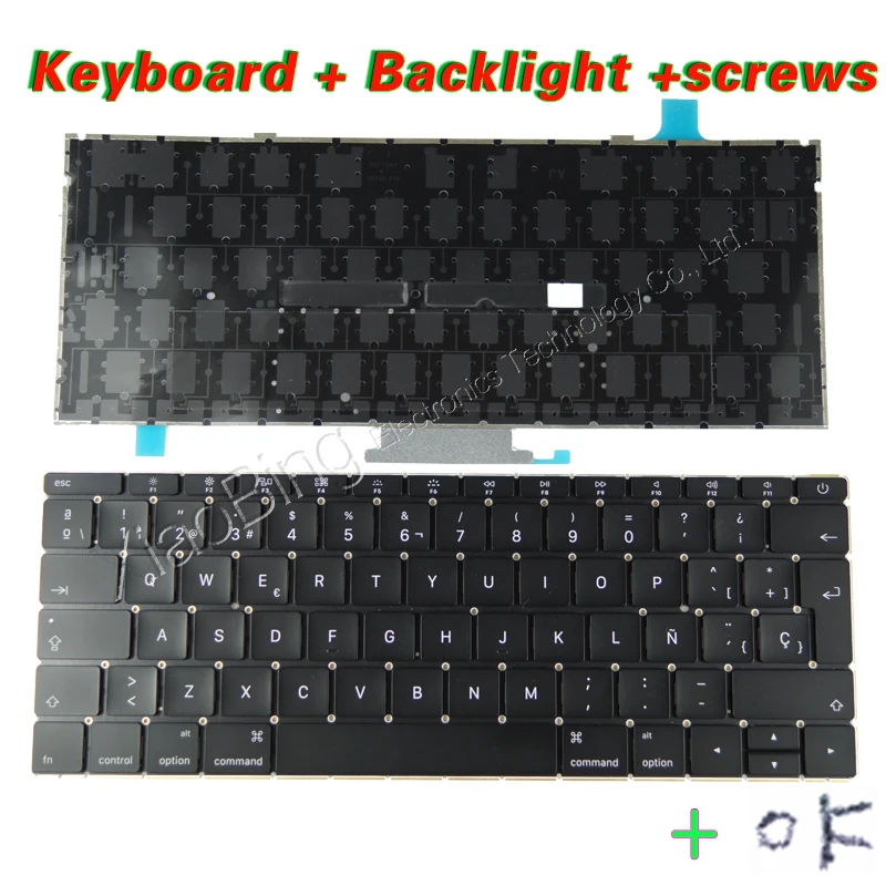 Ранний 2016 2017year A1534 испанская Sp Клавиатура Подсветка + винты для Macbook 12 &quotA1534
