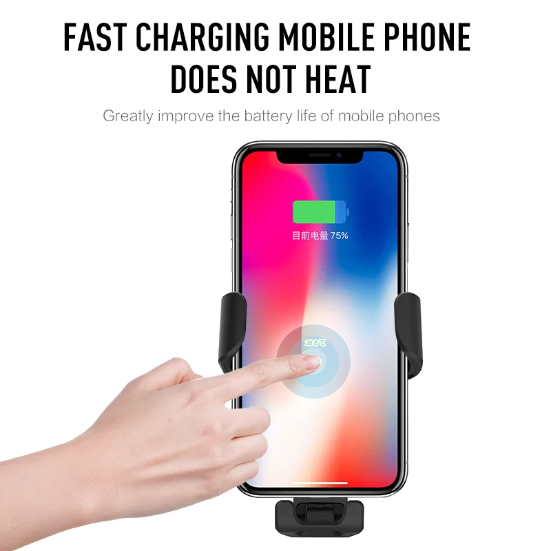 Автомобильное крепление Qi Беспроводной Зарядное устройство для iPhone X 8 плюс Быстрая зарядка Беспроводной зарядного устройства Автомобильный держатель Подставка для samsung S8