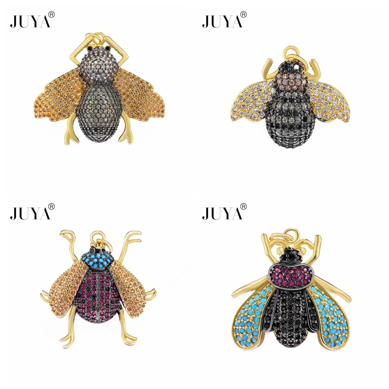 

JUYA NEW Vintage Insect Pendants For Jewelry Making Luxury AAA Cubic Zirconia Rhinestone Crystal Bee Pendant For Necklace Women