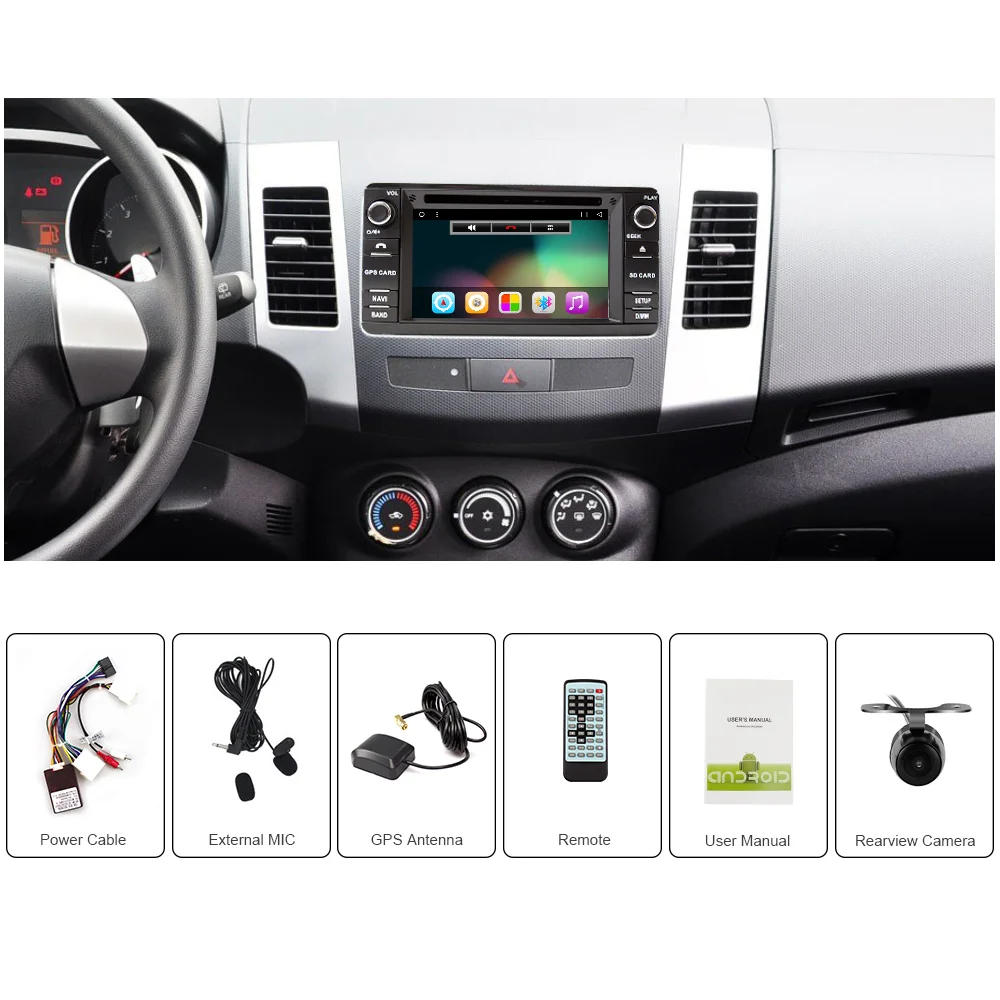 Eunavi 2 Din Android 7 1 автомобильный dvd-плеер для Mitsubishi Outlander 2016-2013 Pajero Радио Стерео gps