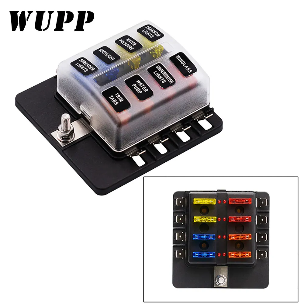 WUPP 8 полосный держатель блока предохранителей со светодиодным Предупреждение