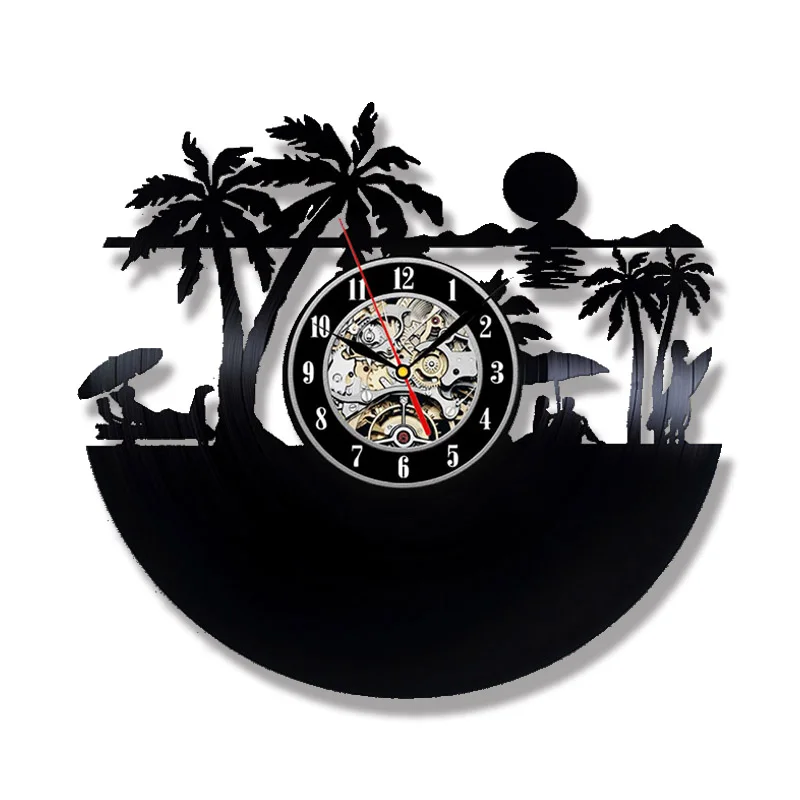 Beach Views виниловые пластинки светодиодный освещения настенные часы 3D декоративные