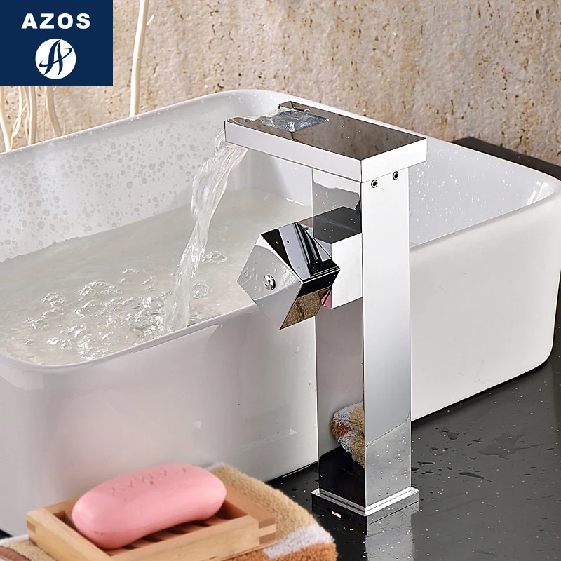 Светодиодный смеситель водопад Azos обесцвечивающаяся раковина из латуни