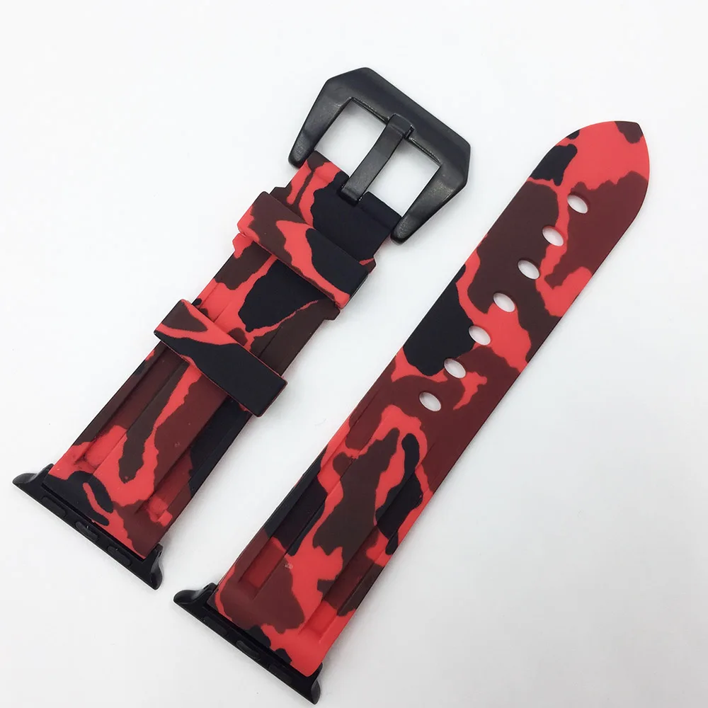Red B Силиконовый Камуфляжный ремешок для часов Apple Watch 42 мм 44 мм ремешок 38 мм 40 мм браслет iWatch серии 5 4 3 2 1 - Цвет ремешка: Red B