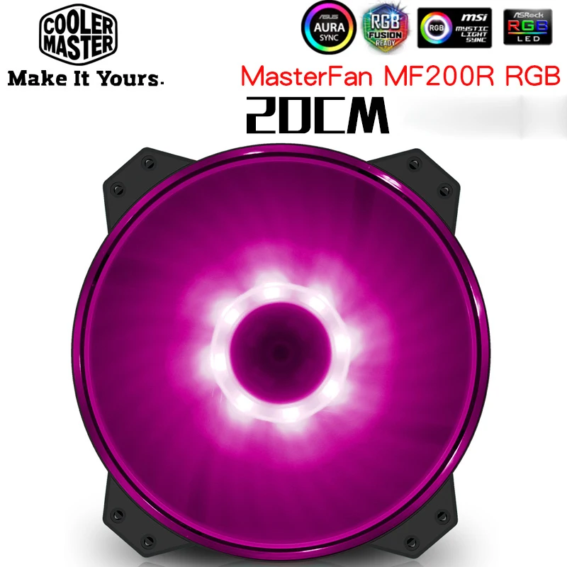 Кулер Мастер MF200R 20 см 12V RGB охлаждающий вентилятор PC чехол 200x200x25 мм тихий