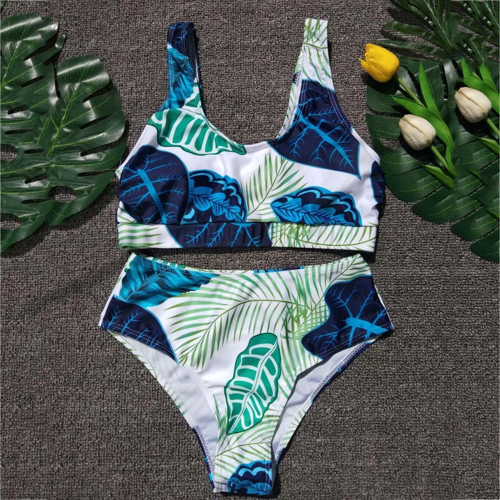 SAGACE танкини бикини сексуальный две части с принтом в виде листьев спортивный как