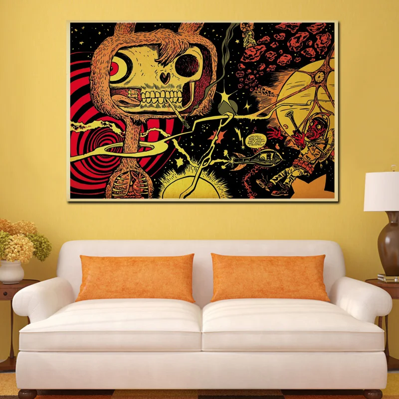 Кролик череп внутри космоса корабль мексиканские астероиды звезды солнце