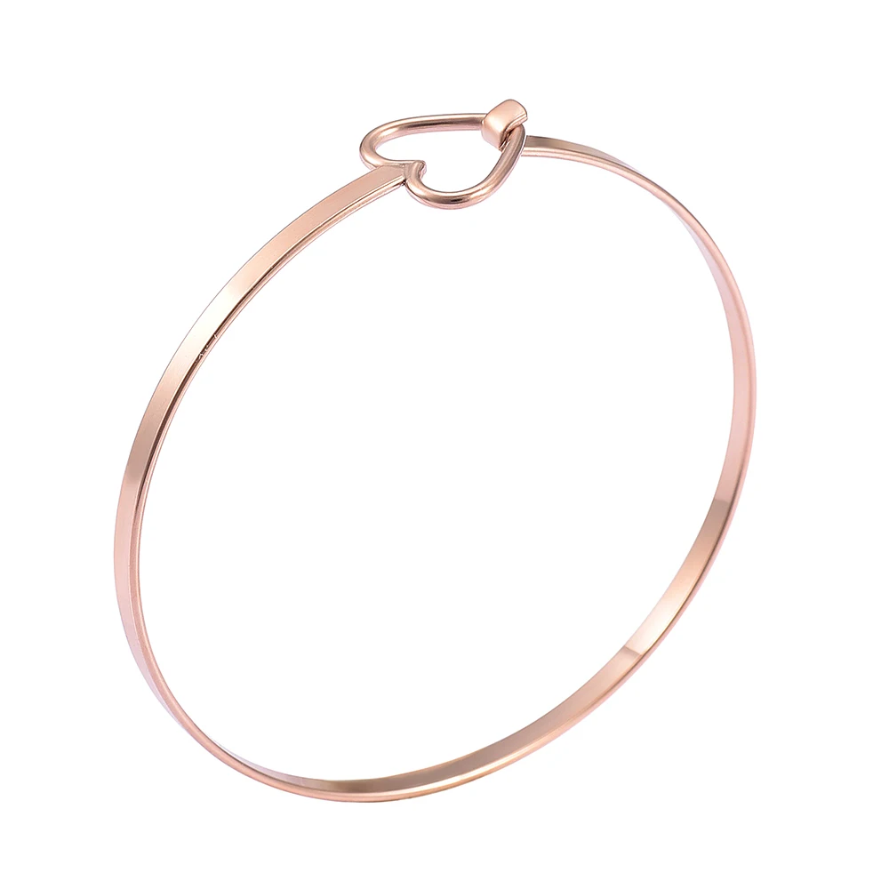 

IJB0288 Openable Cuff Bangle for Women Never Fade Stainless Steel Expandable Heart Charm Bracelet Adjustable Bangle