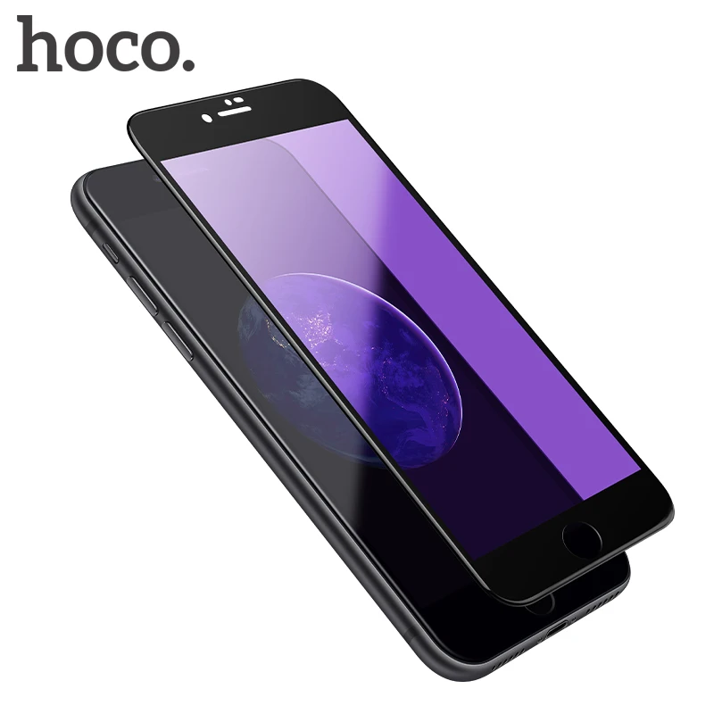 Оригинал Hoco для iPhone 7 & PLUS Прозрачный и Синий Blu Ray Закаленное Защитное Стекло