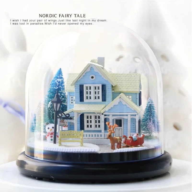 

Diy Doll House Include Dust Cover Miniature 3D Puzzle Wooden Dollhouse Dolls For House Birthday Gifts Toys-Nordic Fairy Tale