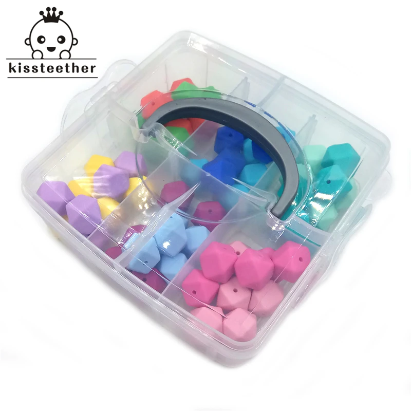 60 шт. шестигранные силиконовые бусины для детского прорезывателя 0 67 дюйма (17