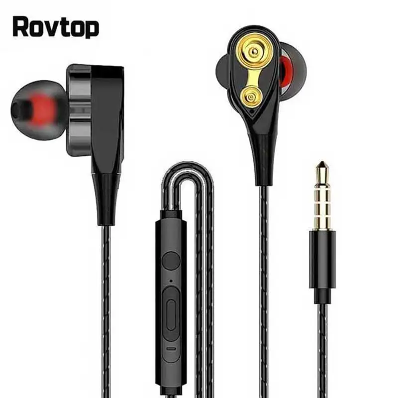 Проводные наушники Rovtop с микрофоном супервысокие басы двойной привод