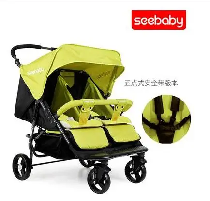 Светло-зеленый Детская двойная коляска seebaby parm cart многофункциональная складная Коляска - Цвет: Светло-зеленый