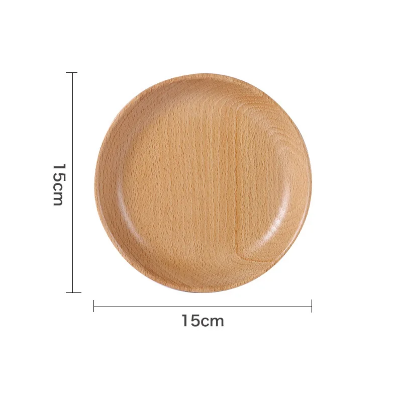 15 CM Японский Elm круглый поднос из цельного дерева закуска сушеные фрукты закуска тарелка используется для креативной Западной кофе Десерт суши ужин тарелки - Цвет: 15 CM