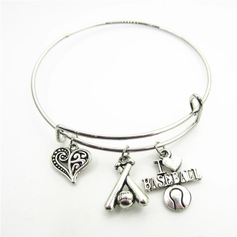 10 шт./лот спортивные браслеты с подвеской в виде бейсбола ювелирные изделия