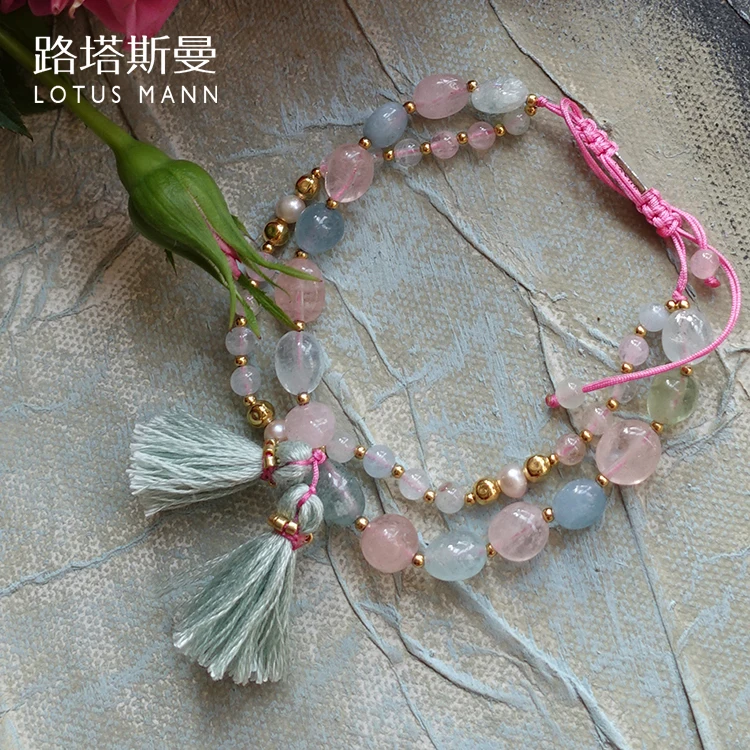 

LOTUS MANN MORGANITE MIX ADJUSTABLE TASSEL BRACELET