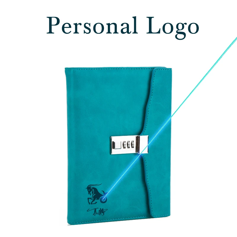 

Free Name Logo Custom A5 Notebook with Lock Writing Pads Lockable Notepad Binder Password Diary Student Gift