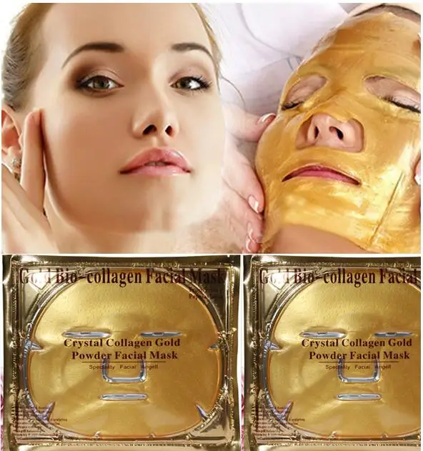

10PCS/LOT Gold Bio-Collagen Facial Mask Vitamin Whitening Face Mask Crystal Gold Powder Mask Moisturizing Anti-aging