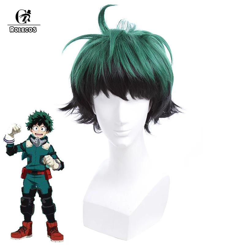 Rolecos аниме My Hero Academy cosplay Izuku Midoriya косплей аксессуары для волос 30 см/11,81 дюймов мужские косплей синтетические волосы