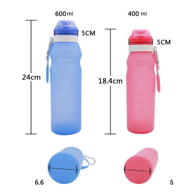 

JOUDOO 600ml Silicone Folding Water Bottle Outdoor Sports Supplies Portable Water Bottle Travel Anti-scalding Insulated 35